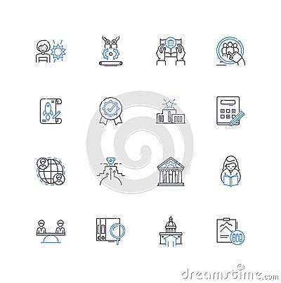 Knowledge hub line icons collection. Learning, Resource, Repository, Insightful, Information, Intellectual, Innovation Vector Illustration