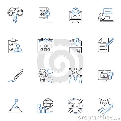 Knowledge and mastery line icons collection. Expertise, Wisdom, Skill, Proficiency, Mastery, Learning, Intuition vector Vector Illustration
