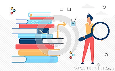 Knowledge student library education huge pile books Vector Illustration