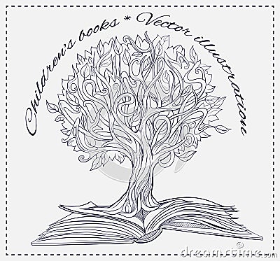 Knowledge Tree Growing Out Of A Book Stock Vector Image