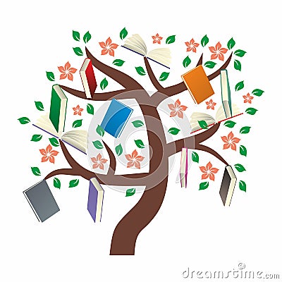 Knowledge Tree with leaves Vector Illustration