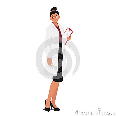Knowledgeable Female Biology Teacher Character Passionately Imparts Scientific Wisdom, Fostering Curiosity, Vector Stock Photo