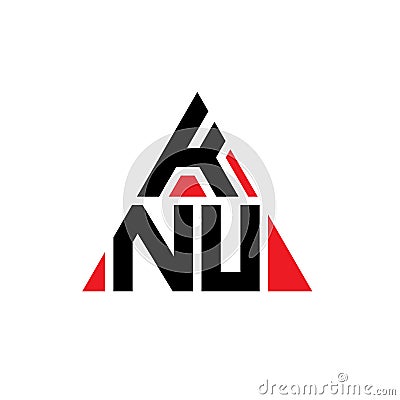 KNU triangle letter logo design with triangle shape. KNU triangle logo design monogram. KNU triangle vector logo template with red Vector Illustration
