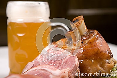 Knuckle of pork with beer Stock Photo
