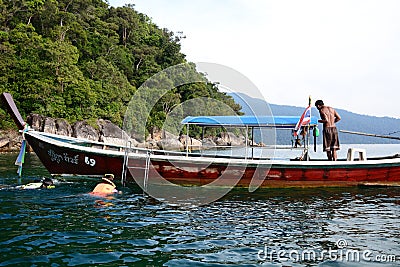 Boat excursion. Ko Hin Ngam. Satun province. Thailand Editorial Stock Photo