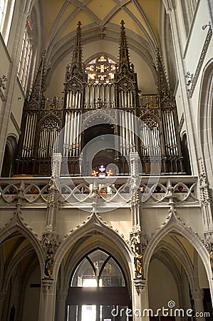 KoÅ¡ice - Chorus and organ from Saint Elizabeth gothic cathedral Editorial Stock Photo