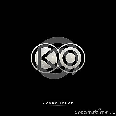 KO initial letter linked circle capital monogram logo modern template silver color version Vector Illustration