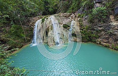 Ko-luang waterfall in Lamphun Thailand Unseen Thailand Attractions. Stock Photo