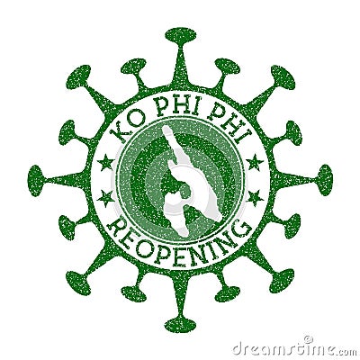 Ko Phi Phi Reopening Stamp. Vector Illustration