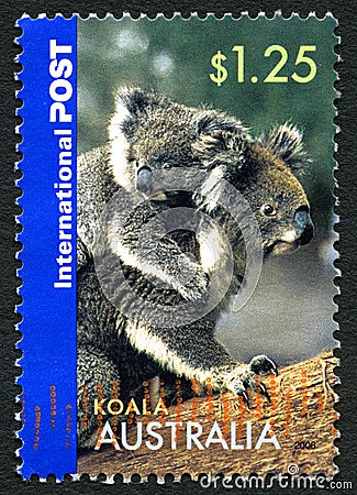 Koala Australian Postage Stamp Editorial Stock Photo