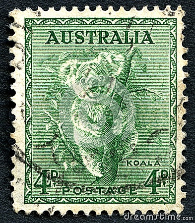 Koala Bear Australian Postage Stamp Cartoon Illustration