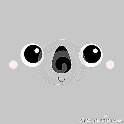 Koala bear square face head icon. Cartoon funny baby character. Cute kawaii animal portrait. Kids print for poster, t-shirt cloth Vector Illustration