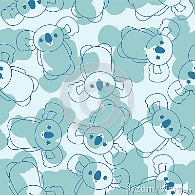 Koala cartoon pattern seamless. Australian marsupial bears background. vector texture Vector Illustration