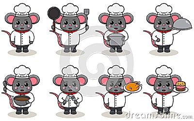 Vector Illustration Of Chef Mouse cartoon. Vector Illustration