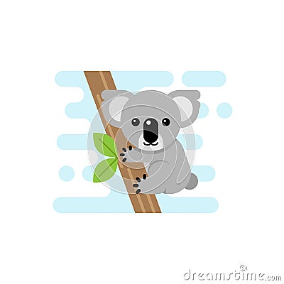 Koala is climbing a tree Vector Illustration