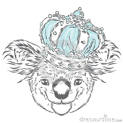 Koala in the crown. Vector illustration. Vector Illustration