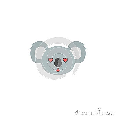 Koala emoji head. Cute animal face emotion. Vector illustration Cartoon Illustration