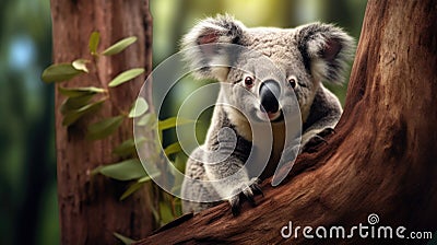 Koala on eucalyptus tree outdoor Stock Photo