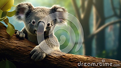 Koala on eucalyptus tree outdoor Stock Photo