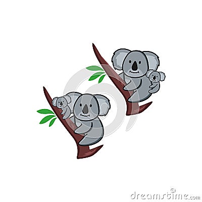 Koala and trees logo designs Vector Illustration