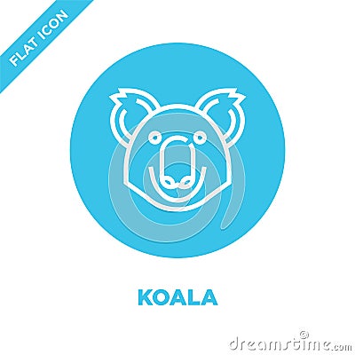 koala icon vector from animal head collection. Thin line koala outline icon vector illustration. Linear symbol for use on web and Vector Illustration