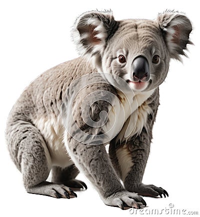 The Australian Koala a cute little bear, isolated on white background with png file attached Stock Photo