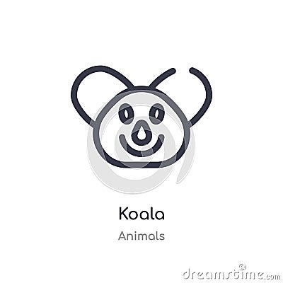 Koala outline icon. isolated line vector illustration from animals collection. editable thin stroke koala icon on white background Vector Illustration