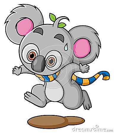 The koala is running away very fast and feeling exhausted Vector Illustration