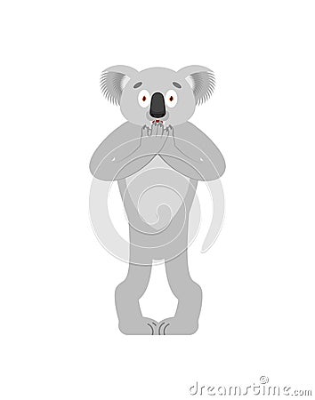 Koala scared. koala bear frightened. Beast afraid. Vector illustration Vector Illustration