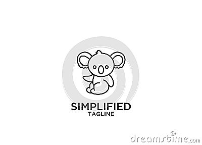 Koala set outline line bear set black gold color outline line set silhouette logo icon designs vector Stock Photo