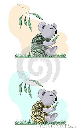 Koala in a striped sweater in a cartoon style Stock Photo