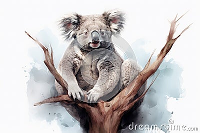 Koala Wonderland: Curious Koala Exploring a Blank Canvas Stock Photo