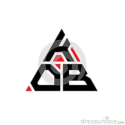 KOB triangle letter logo design with triangle shape. KOB triangle logo design monogram. KOB triangle vector logo template with red Vector Illustration