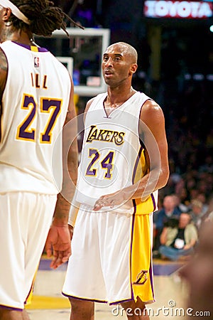 Kobe Bryant Talks to Teammate Editorial Stock Photo