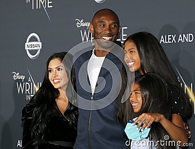 Kobe Bryant, Vanessa Bryant, Gianna Maria Onore Bryant and Natalia Diamante Bryant Editorial Stock Photo