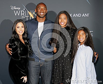 Kobe Bryant, Vanessa Bryant, Gianna Maria Onore Bryant and Natalia Diamante Bryant Editorial Stock Photo