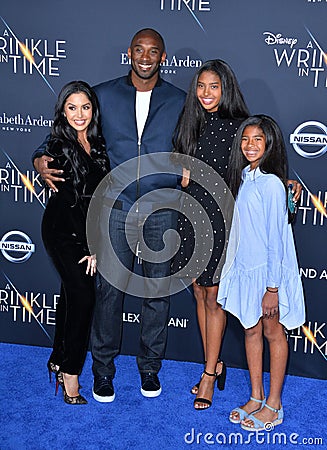 Kobe Bryant, Vanessa Laine Bryant & Children Editorial Stock Photo