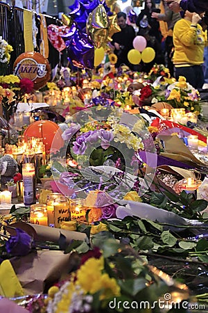 Kobe and Gianna Bryant memorials Editorial Stock Photo