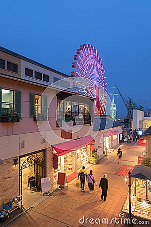 Kobe Harborland and ferris wheel in Kobe, Japan Editorial Stock Photo