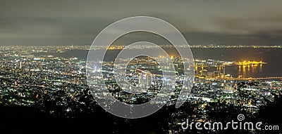 Kobe night city scape from the Rokko mountain view, Kunsai, Japan. Stock Photo