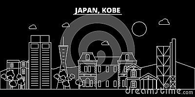 Kobe silhouette skyline. Japan - Kobe vector city, japanese linear architecture, buildings. Kobe travel illustration Vector Illustration