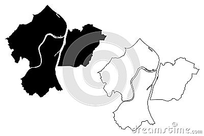 Koblenz City Federal Republic of Germany, Rhineland-Palatinate map vector illustration, scribble sketch City of Coblenz map Vector Illustration