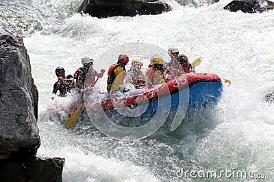 White water rafting on the rapids of river Editorial Stock Photo