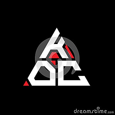 KOC triangle letter logo design with triangle shape. KOC triangle logo design monogram. KOC triangle vector logo template with red Vector Illustration