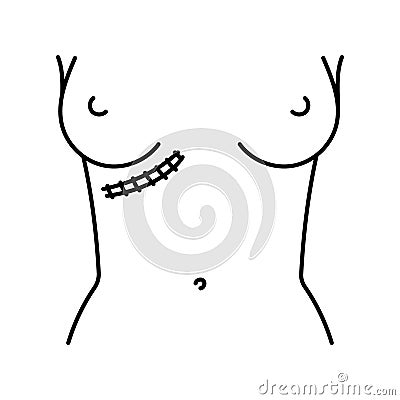 Kocher incision line icon. Abdominal incisions. Vector Illustration