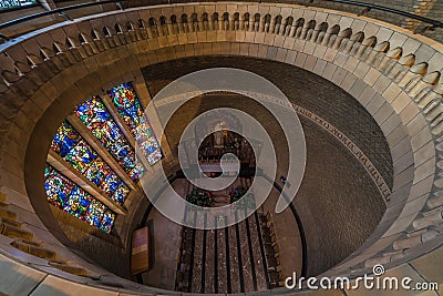 Koekelberg, Brussels Capital Region, Belgium - 10 30 2019 Art deco round shaped interior design the Catholic Basilica of the Editorial Stock Photo