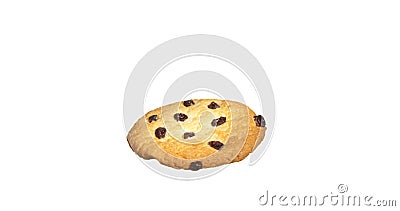 Koekje met en Rozijn die Geïsoleerd op Wit Voedsel spinnen roteren Als achtergrond die in de Lucht wordt opgeschort stock video Koekje met en Rozijn die Geïsoleerd op Wit Voedsel spinnen roteren Als achtergrond die in de Lucht wordt opgeschort stock video