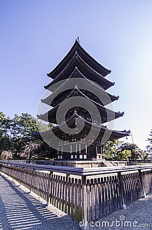 Kofukuji temple, Five-storied Pagoda at Nara, japan Stock Photo