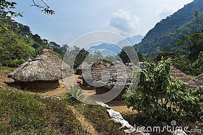Kogi village in the forest in the Sierra Nevada de Santa Marta in Colombia Stock Photo