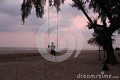 Koh Chang Sunset on the Beach Stock Photo